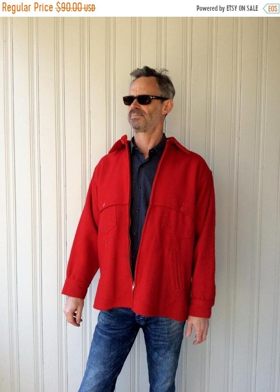 ON SALE 20 off vintage LL Bean red wool hunting jacket