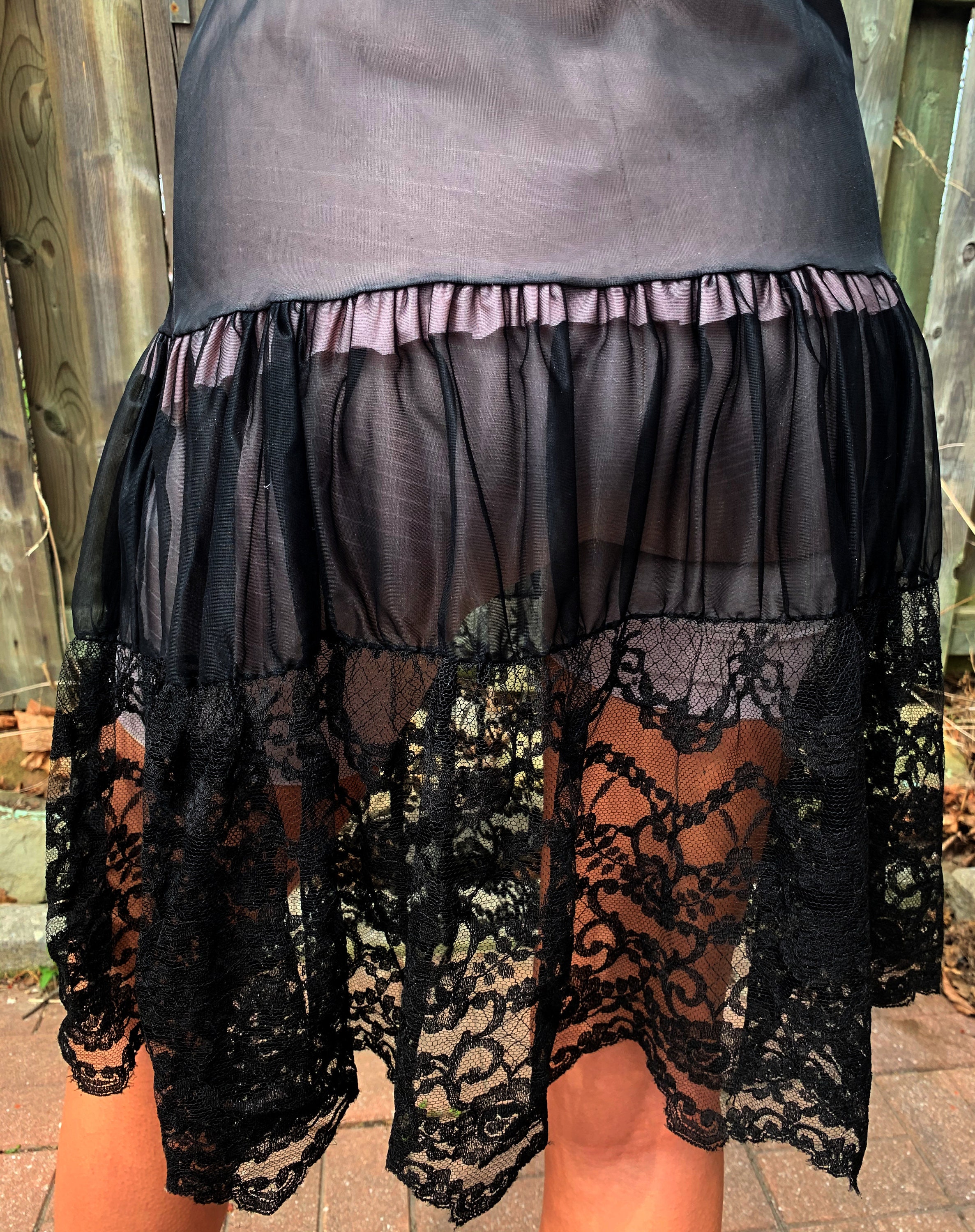 Vintage 50s Black Lace Half Slip Sheer Tiered Slip Skirt Neon Etsy Sweden