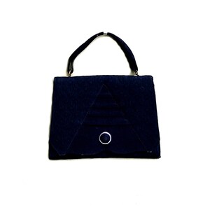 vintage années 1940 début des années 50 Sac à main Noir Enveloppe Sac à main Sac du soir Élégant Bouton Fermeture Texture Plat Tissu Goth Minimaliste