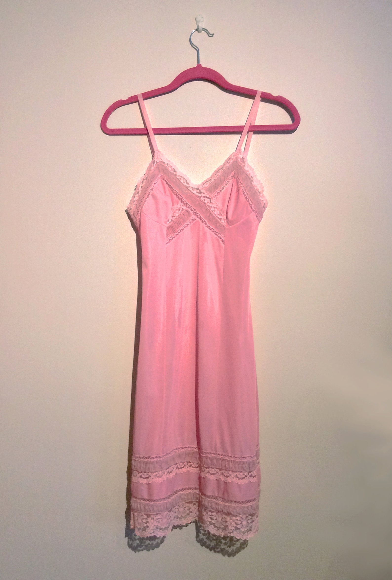 Vintage Pink Full Slip 1950s 60s Sheer Lace and Crystal Pleat - Etsy