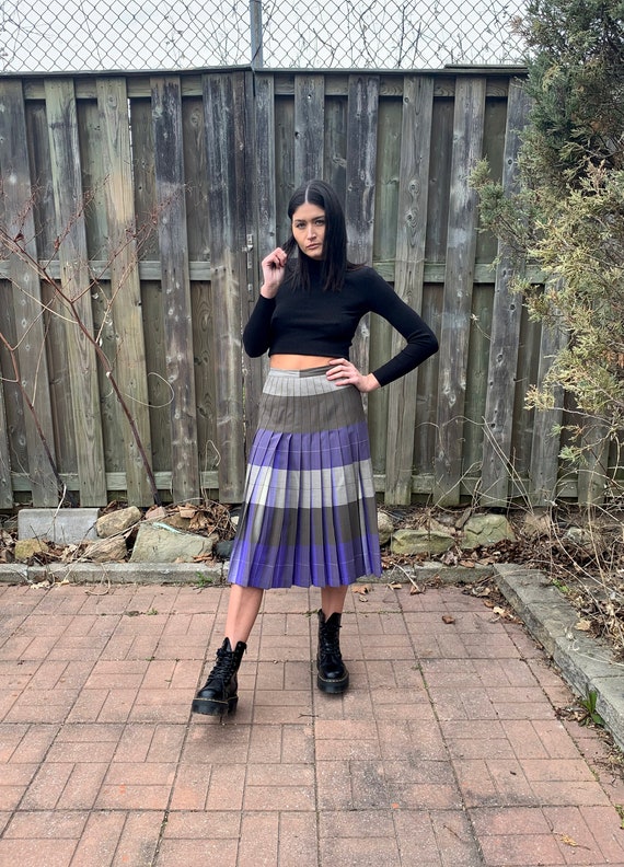 Fab PUrple SOft 1980S HIgh WAiSt PLeat FLannel SKOrts M