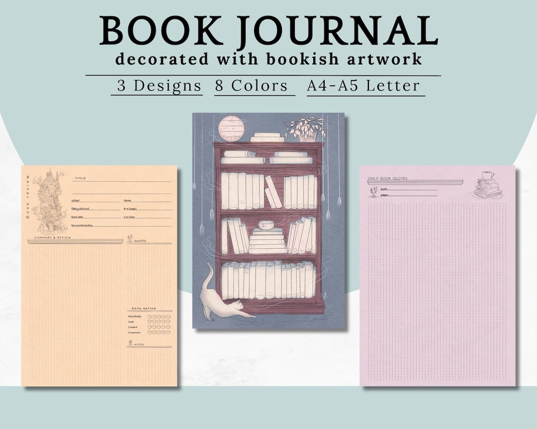 Reading Journal Printable – Book Log, Review Pages & Illustrated Book ...