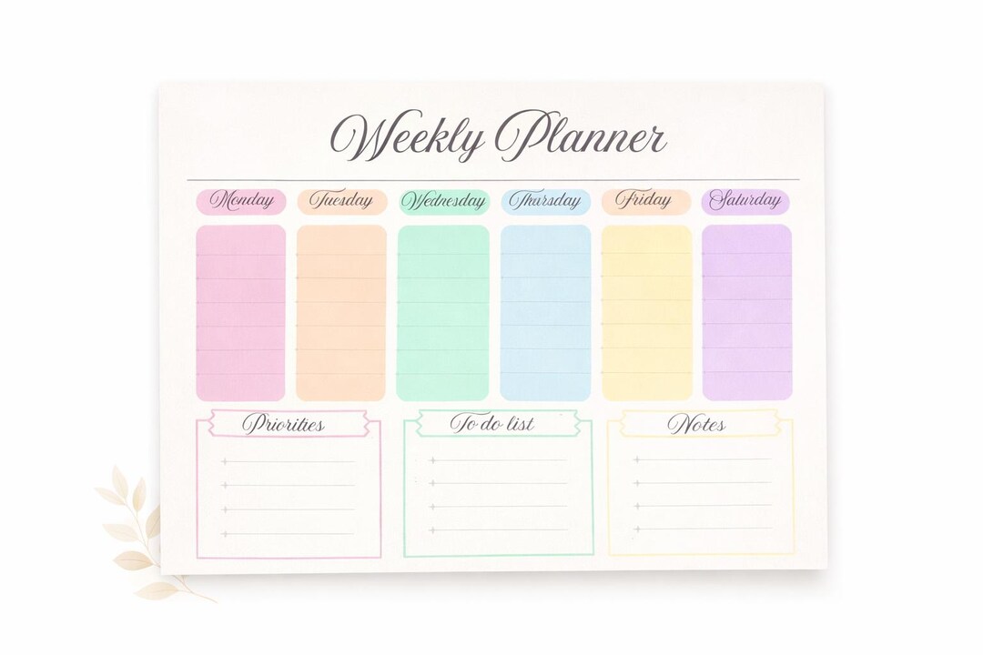 Weekly Planner Printable | Pastel Weekly Planner | Weekly Planner A4 ...