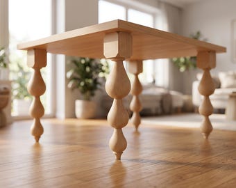 Patas apiladas en forma de lágrima para mesa consola, patas altas de madera maciza de haya para mesa de recibidor y aparador.