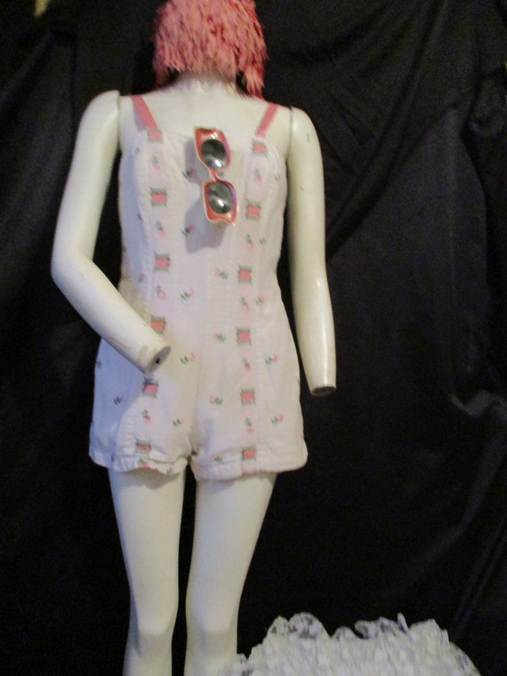 GaBar 50's Swim Suit Pink White Green Embroidered