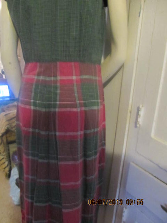 1940'Madras Plaid Claire Tiffany Front Pleated Day