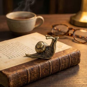 Vintage Brass Snail Figurine, Cottagecore Desk Decor, Tea Pet