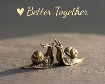 Solid Brass Snail Figurine, Vintage Desk Pet, Cottagecore Animal Statue, Paperweight
