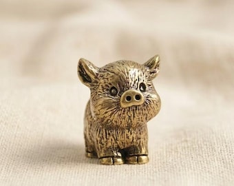 Vintage Messing Schwein Figur, massive Messing Ferkel Statue, antike Metall Skulptur, Messing Tier Kunst Geschenk, Sammler Schreibtisch Dekor