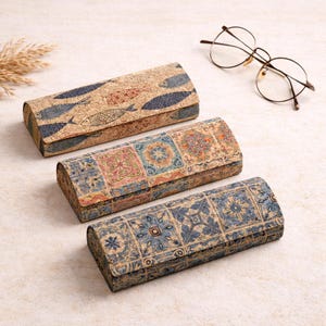 Estuche para gafas hecho a mano / Soporte para gafas ecológico / Estuche para gafas de sol ligero / Gafas con estampado vintage