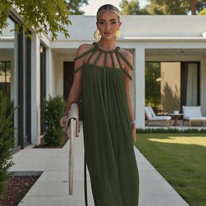 flowy dress with cardigan Halter Neck Flowy Maxi Dress – Charming Charlie main image 0