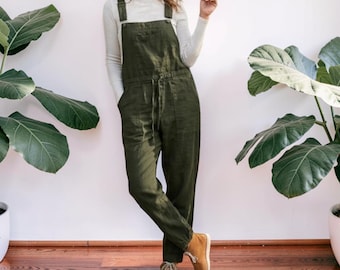 Tuta intera in cotone senza maniche, tuta verde da donna, completo casual monopezzo, tuta dalla vestibilità comoda, tuta per tutti i giorni, regalo per lei