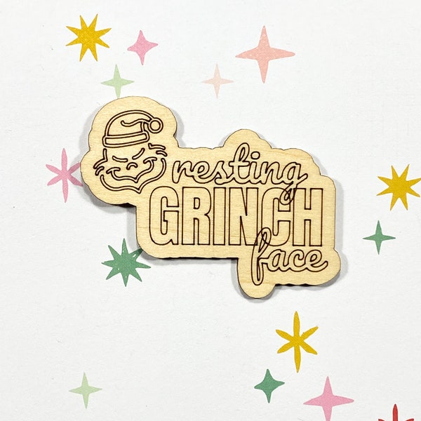 Resting Grinch Face Wood Veneer Christmas Scrapbooking Embellishment