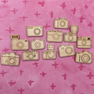 Cameras Wood Veneer Valentine Scrapbooking Embellishment