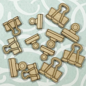 Small Faux Clips Wood Veneer Scrapbooking Embellishment image 1