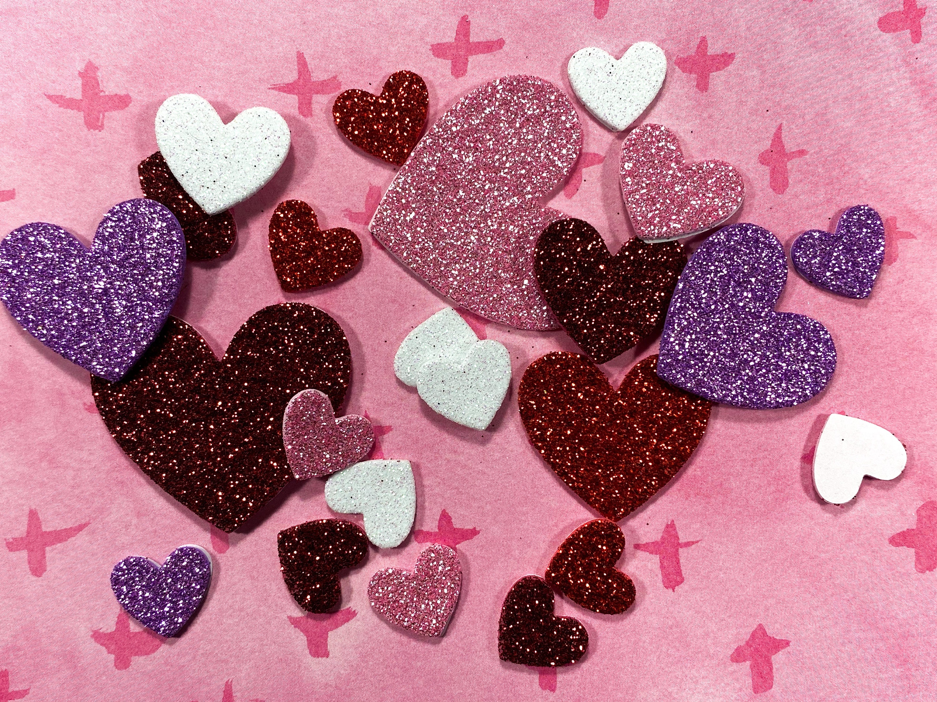 2pcs, Glitter 16foam Hearts Picks, Red / Sparkly Foam Hearts