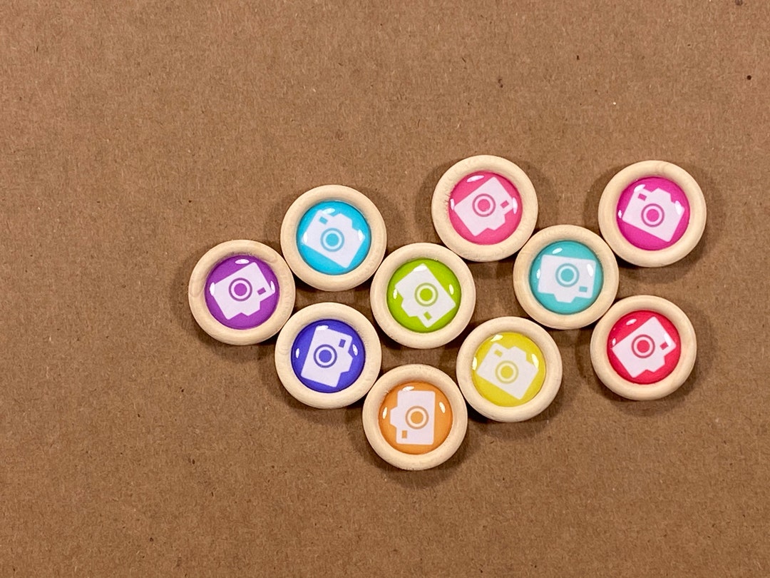 Brights Camera Wood Button Embellishments para Scrapbooking y Etsy España