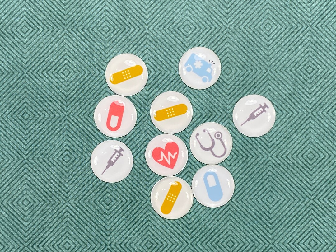 Medical Epoxy Sprinkles or Wood Buttons for Scrapbooking and Etsy