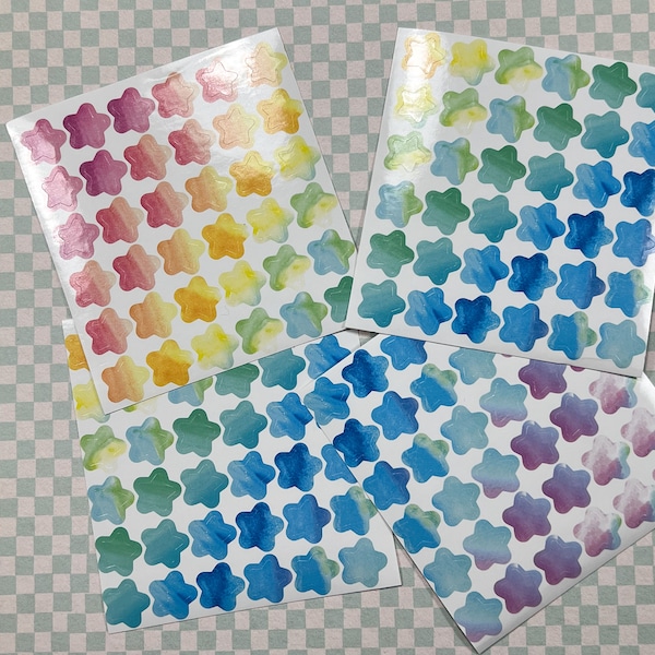 Rainbow Tie Dye Star Stickers Scrapbooking Embellishment