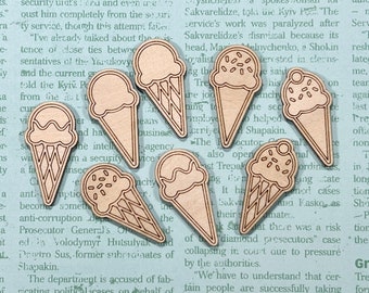 Ice Cream Cones Wood Veneer Scrapbooking Embellishments