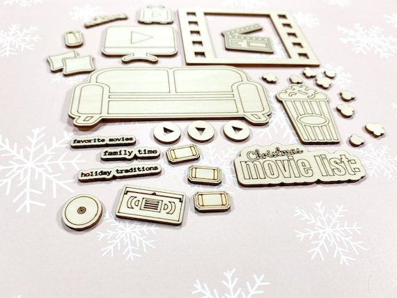 Christmas Movies Wood Veneer Christmas Scrapbooking Embellishment