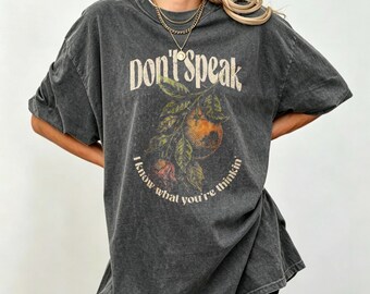 Don't Speak Orange Wilted Rose Vintage T-Shirt, Grunge Moody Fruit Floral Retro Tee, Summer Casual  Shirt, Women Shirt