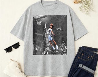 Vintage Poster Dunk Over Muscala Graphic Tee , Retro Black White Spurs Basketball Tshirt Gift For Rose Fans NBA Fan Apparel