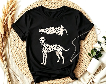Dalmatian Dog Vintage T-Shirt, Cute Spotted Puppy Minimal Animal Casual Graphic Tee, Cute Animal Print Shirt