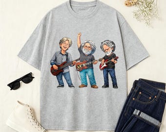 Grateful Dead Chibi Rock Band T-shirt, Retro Jerry Garcia Tee, Deadhead Fan Shirt, Deadhead Gift, Vintage Grateful Dead Tee