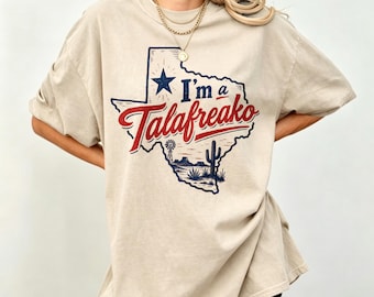 I'm A Talafreako Texas Map T-Shirt, Vintage Texas Lone Star Cactus Tee, Western Patriotic Texas State Casual Shirt