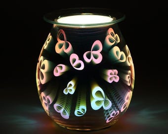 Quemador de aceite eléctrico con luz en forma de pétalos de flor 3D (enchufe de 3 clavijas del Reino Unido)