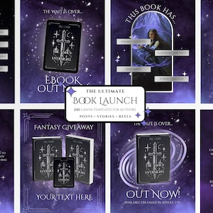 Instagram Book Launch Templates for Fantasy Authors Canva Templates Content Kit Book Marketing Social Media Pack Author Instagram Kit