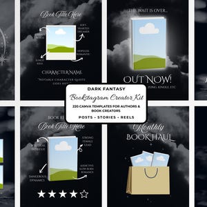 Dark Fantasy Bookstagram Canva Templates Bundle, Posts, Stories, Reels for Authors and Book Lovers