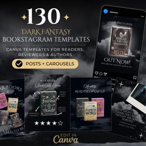 Dark Fantasy Bookstagram Templates, Canva Post and Carousel Designs for Authors, Book Marketing and Book Lovers