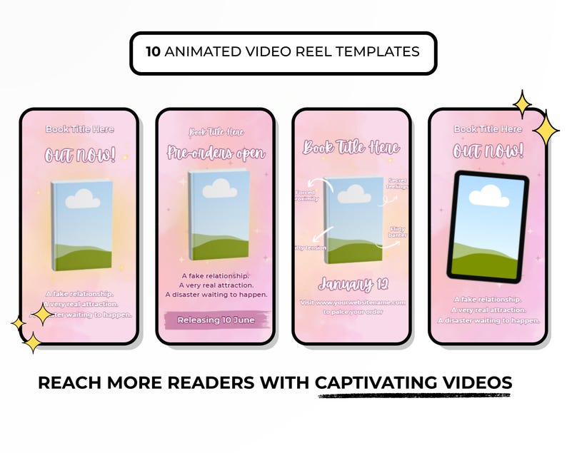 Instagram Book Launch Templates for Romance Authors Canva Templates