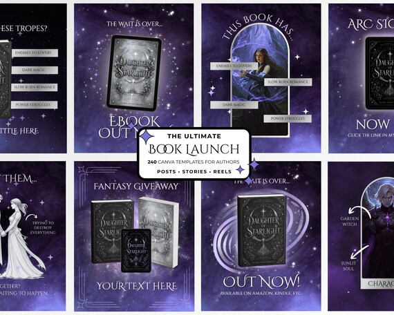 Instagram Book Launch Templates for Fantasy Authors Canva Templates Content Kit Book Marketing Social Media Pack Author Instagram Kit