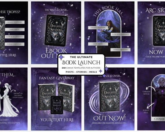 Instagram Book Launch Templates for Fantasy Authors Canva Templates Content Kit Book Marketing Social Media Pack Author Instagram Kit
