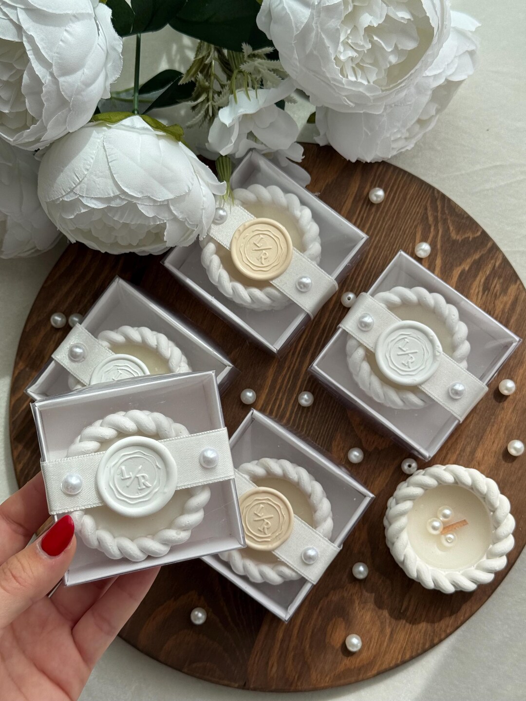 Elegant Wedding Favors Candle for Guest in Bulk, Pearl Bridal Shower ...