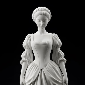 Victorian Lady Statue STL File, Elegant Ball Gown Figurine (digital ...