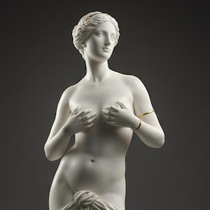 Archivo STL de la estatua de Venus Pudica, escultura clásica de la diosa, detalle de reparación Kintsugi (descarga digital)
