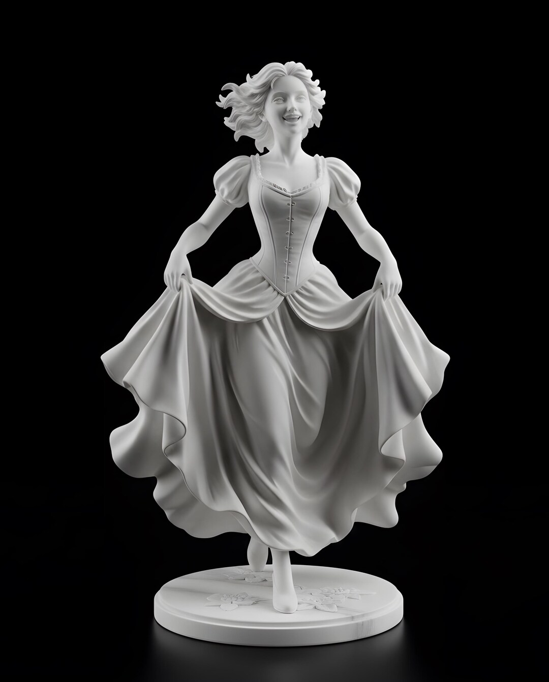 Elegant Dancing Woman Statue, Victorian Dress Figurine 3D Print (STL ...