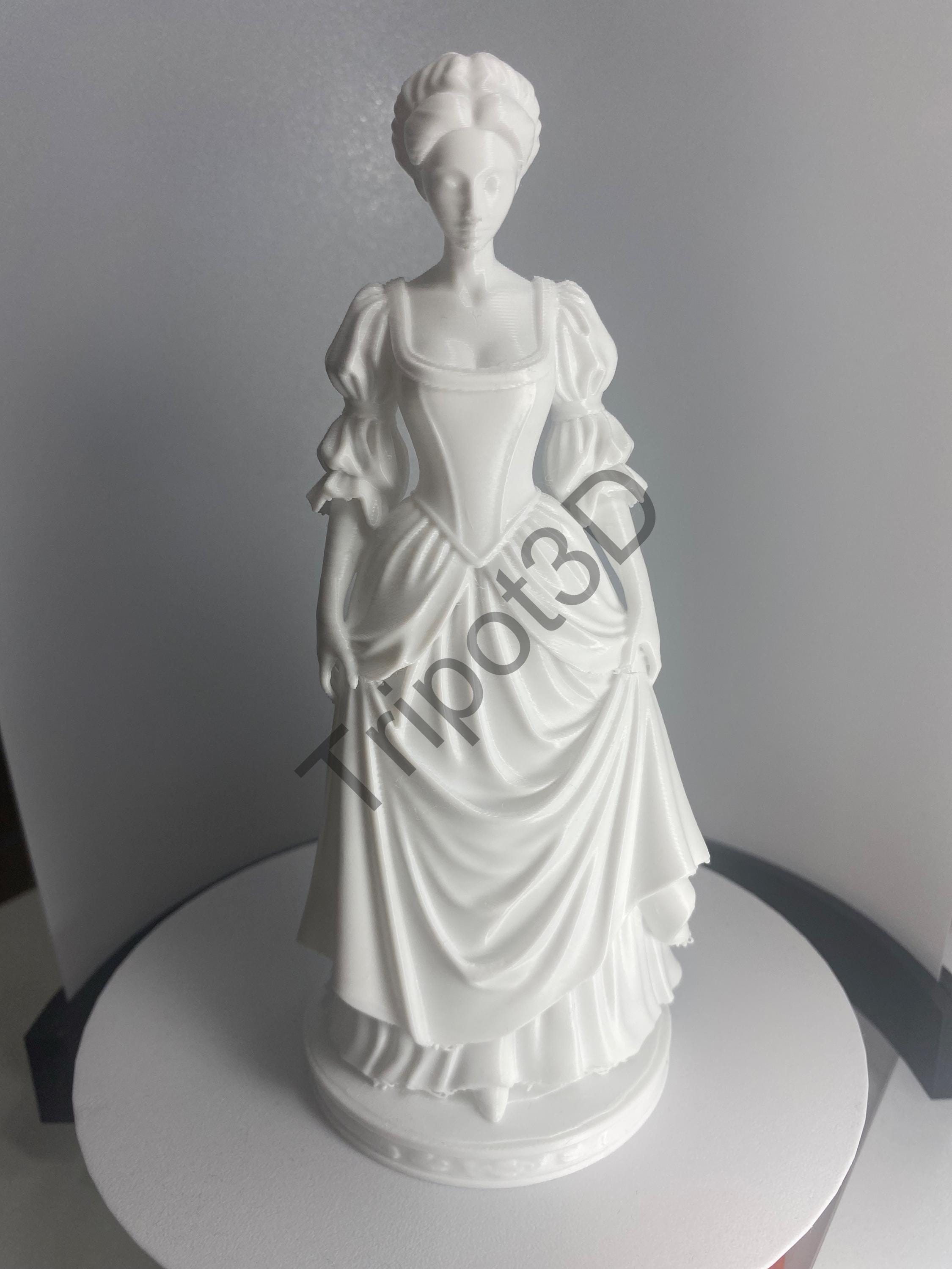 Victorian Lady Statue STL File, Elegant Ball Gown Figurine (digital ...