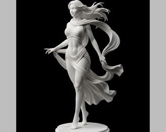 Goddess Statue STL File | Flowing Dress Woman Sculpture Digital Download