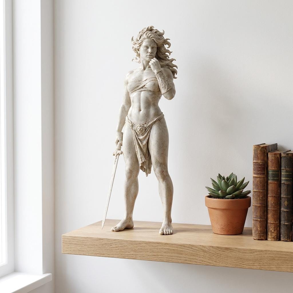 Female Warrior Statue STL File, Greek Amazon Goddess 3D Print File ...
