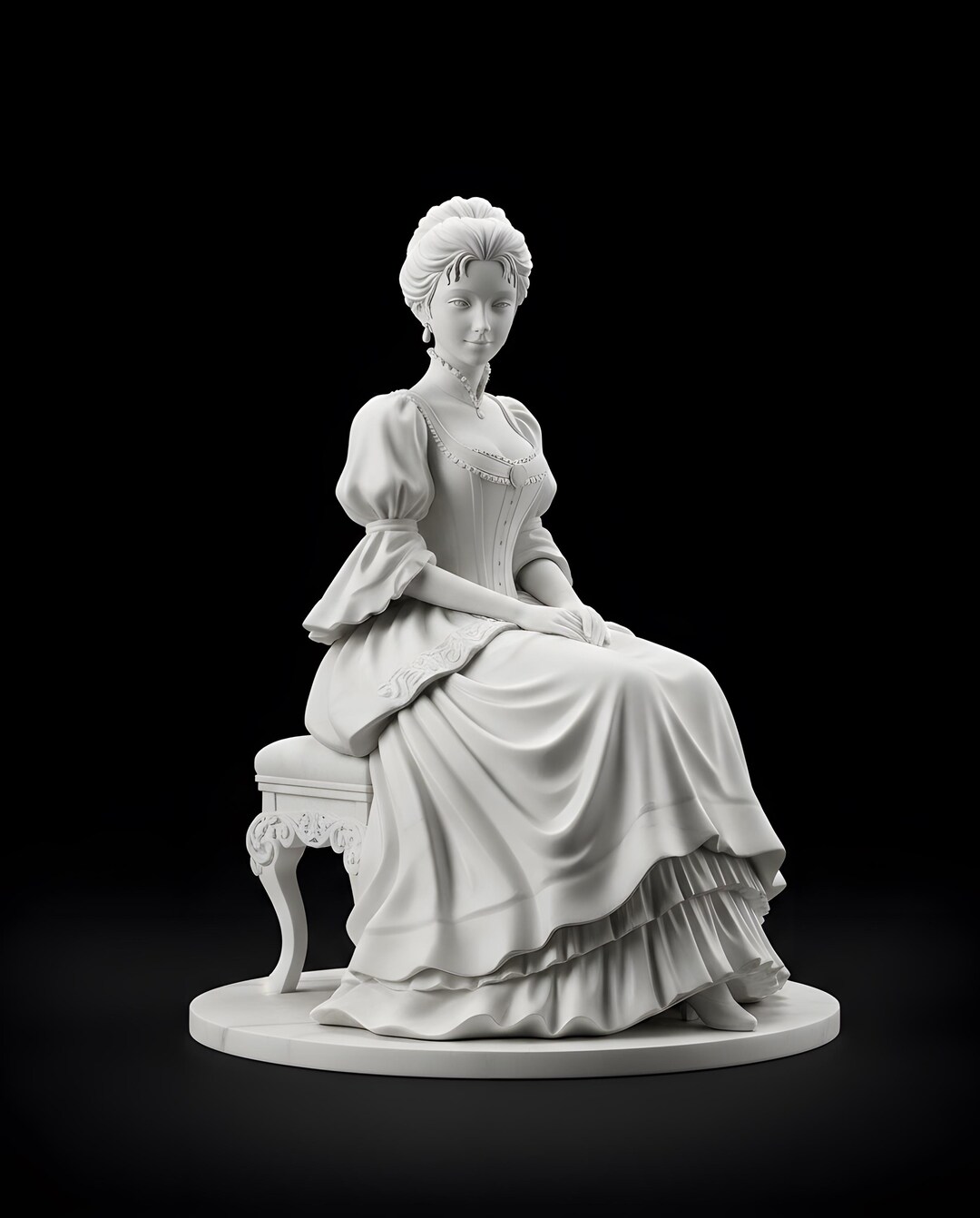 Victorian Lady Figurine STL File, Elegant Woman 3D Print, Vintage ...
