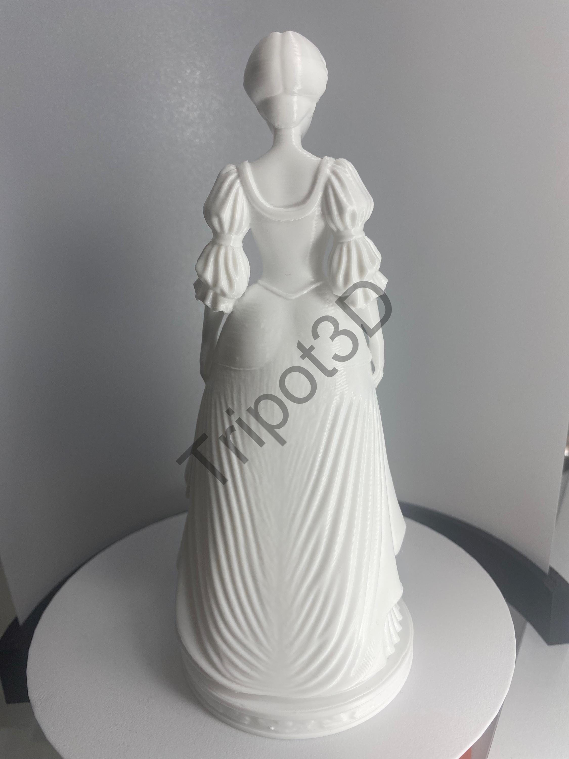 Victorian Lady Statue STL File, Elegant Ball Gown Figurine (digital ...