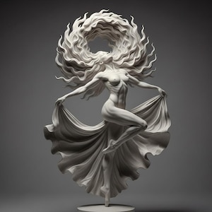 Sun Goddess Sculpture STL File | Art Nouveau 3D Model (Digital Download)