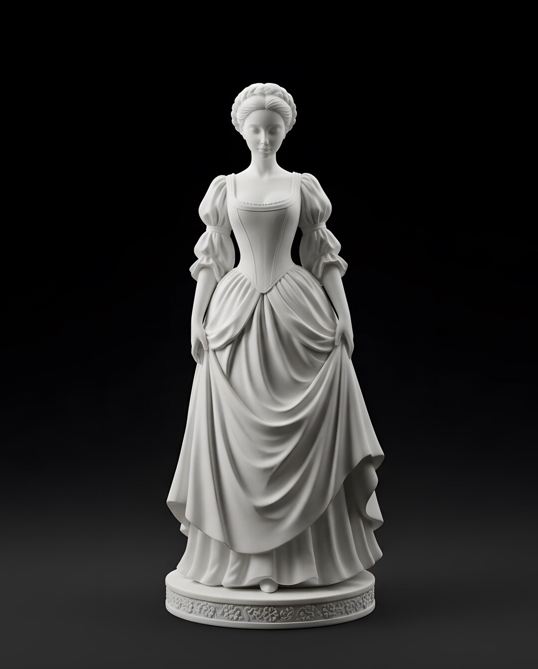 Victorian Lady Statue STL File, Elegant Ball Gown Figurine (digital ...