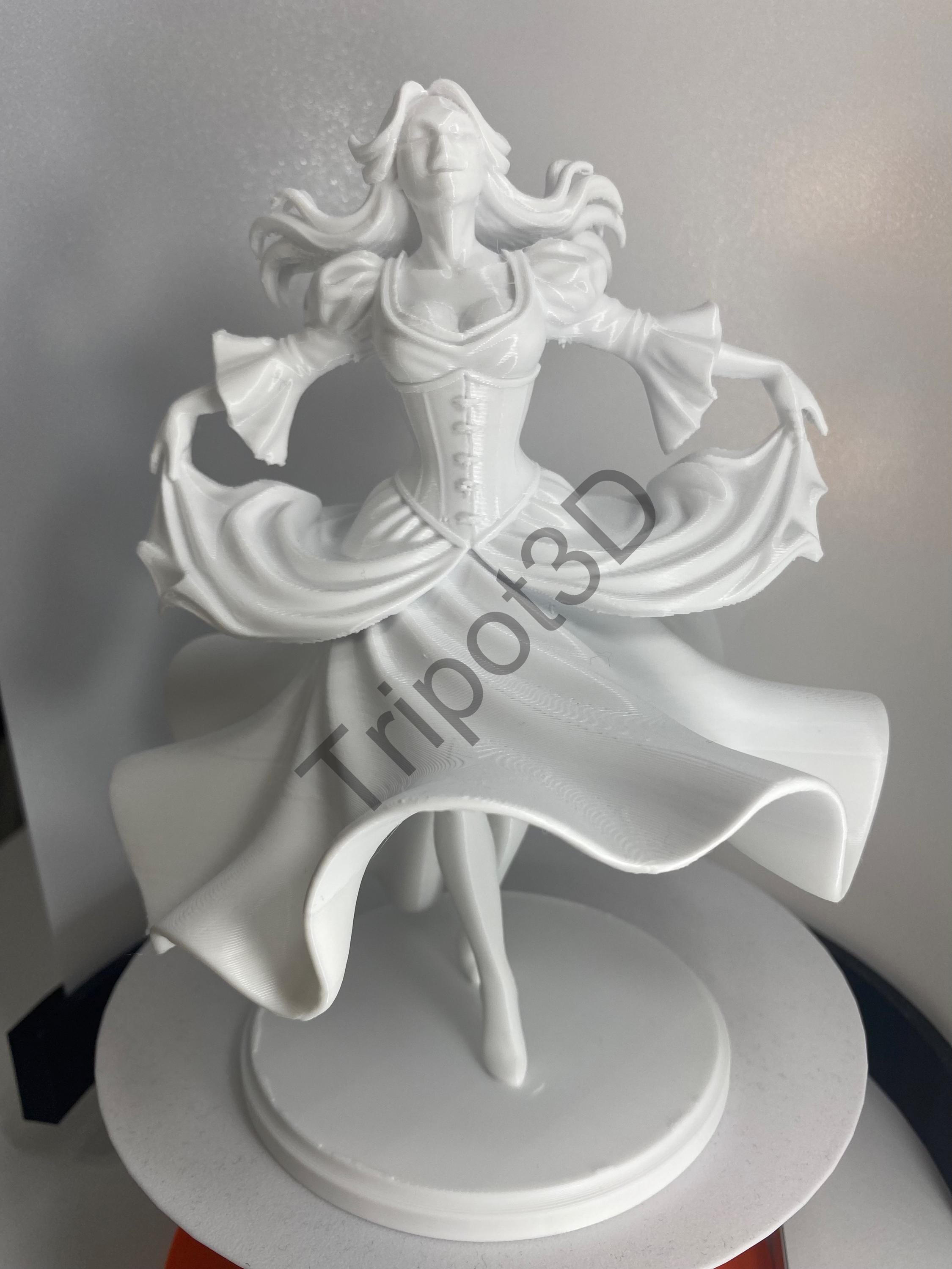 Dancing Woman Sculpture STL File, Flowing Victorian Dress Figurine ...