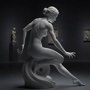 Elegant Female Figure Sculpture, Modern Art Statue, Dance Pose (Digital Download)